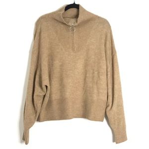 NWT H&M half zip mock neck camel sweater